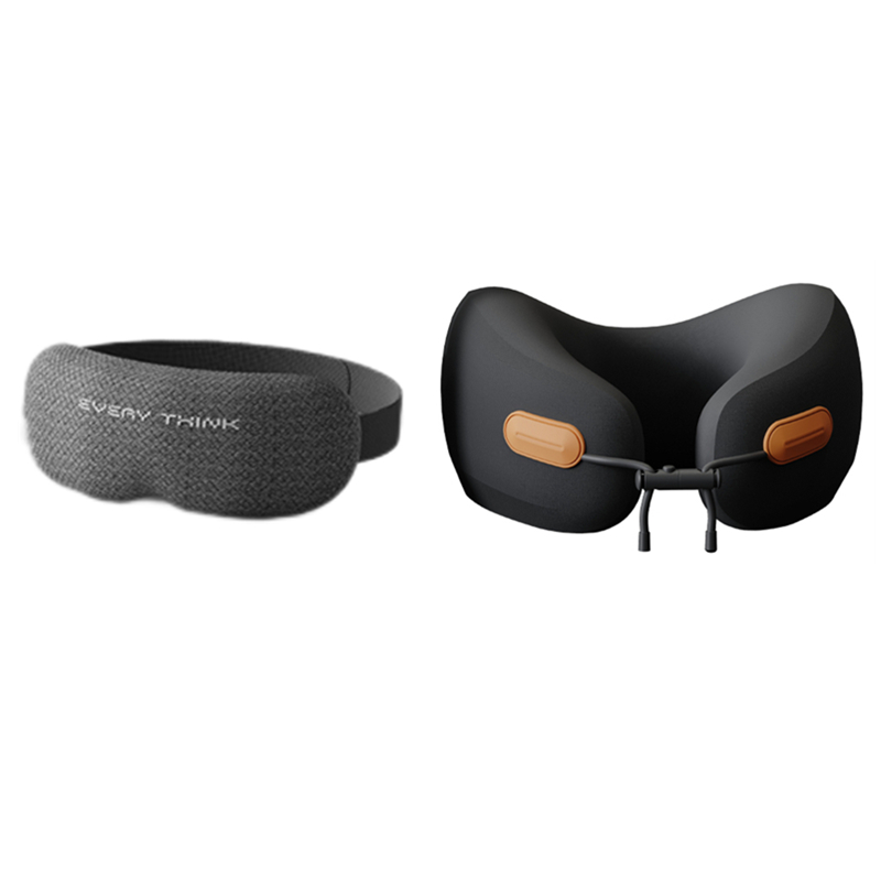 脑洞氛子（EVERYTHINK）旅行便携柔光眼罩VE2+护脖颈枕ES-2【均码黑色套装】(单位:套) 黑色