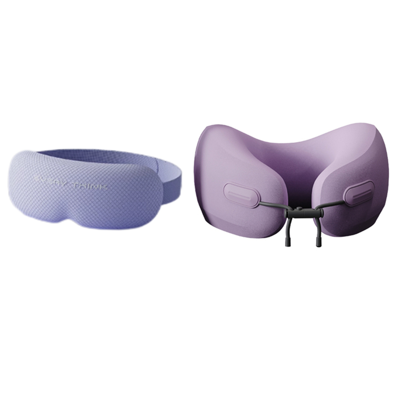 脑洞氛子（EVERYTHINK）旅行便携柔光眼罩VE2+护脖颈枕ES-2【均码紫色套装】(单位:套) 紫色
