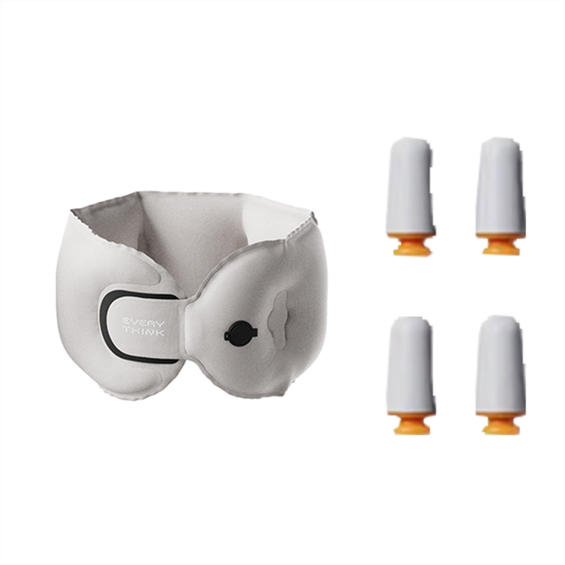 脑洞氛子（EVERYTHINK）均码浅灰充气U型枕EQ2+胶囊耳塞R1/4枚【浅灰套装】(单位:套) 浅灰