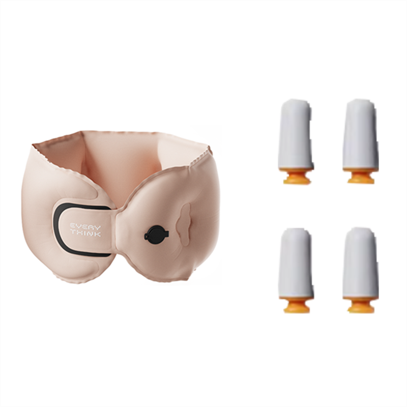 脑洞氛子（EVERYTHINK）均码浅粉充气U型枕EQ2+胶囊耳塞R1/4枚【浅粉套装】(单位:套) 粉色