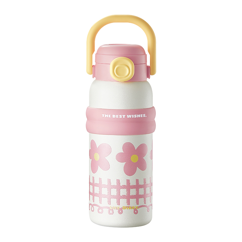 物生物(RELEA)咕噜吸管保温杯 JV012462 单位：个 粉梦复古花园700ML