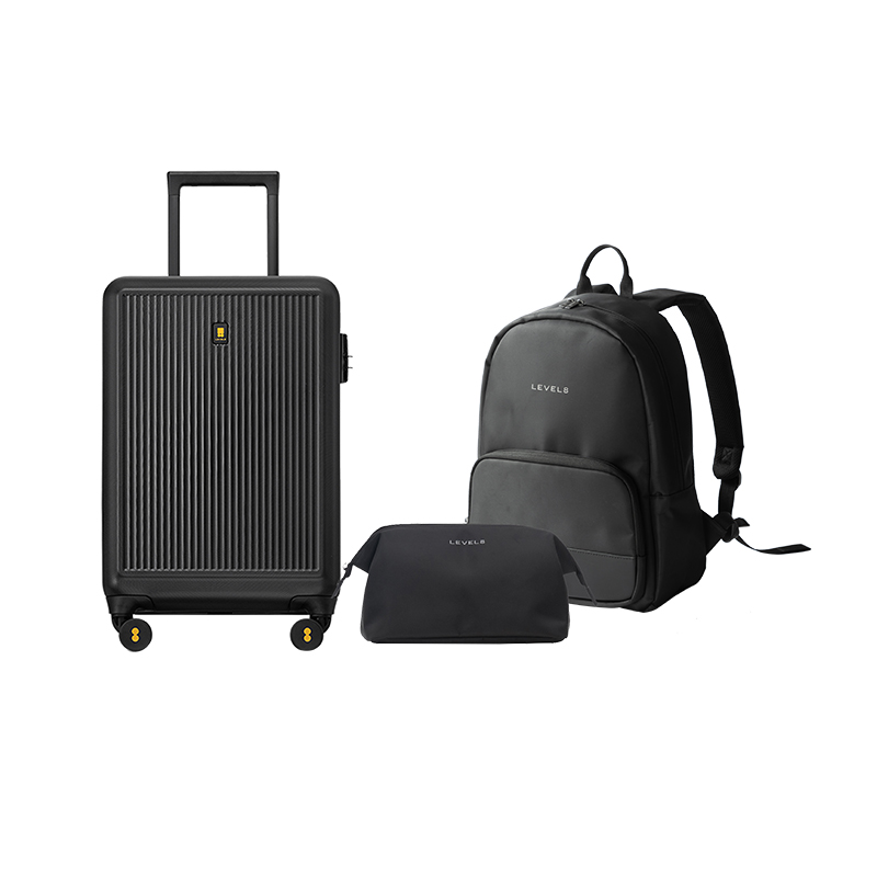 地平线8号（LEVEL8）商务套装B（双肩包+收纳袋+拉杆箱）1736/1775/1616 单位：套 曜石黑