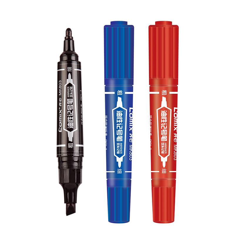 齐心COMIX 大双头记号笔 2-6mm MK803 蓝色