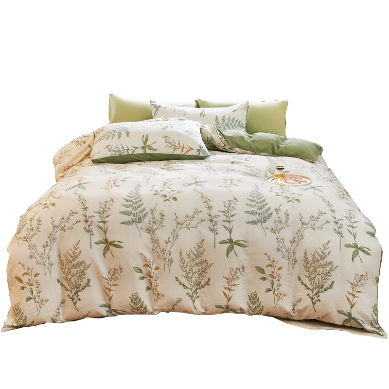 罗曼罗兰（ROMROL）全棉四件套绿意盎然200*230cm（单位：套） 柠绿色