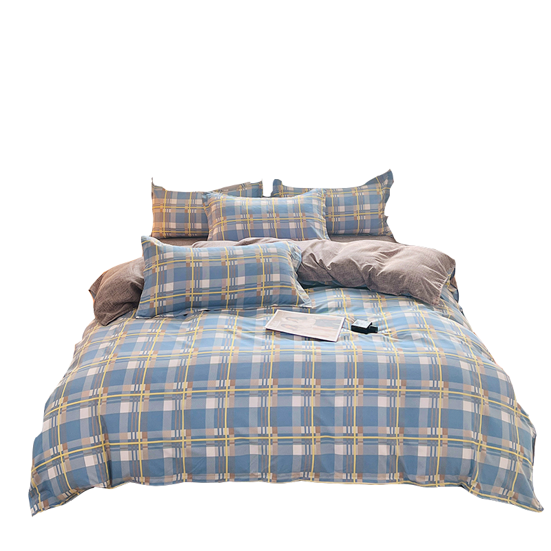 罗曼罗兰（ROMROL）芦荟棉四件套英伦风尚200*230cm（单位：套） 蓝格