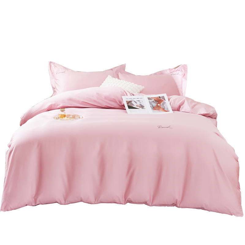 罗曼罗兰（ROMROL）贡缎刺绣全棉四件套200*230cm（单位：套） 粉色