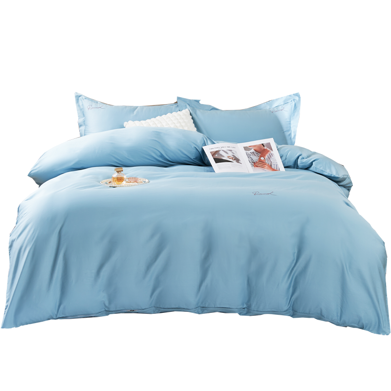 罗曼罗兰（ROMROL）贡缎刺绣全棉四件套200*230cm（单位：套） 蓝色