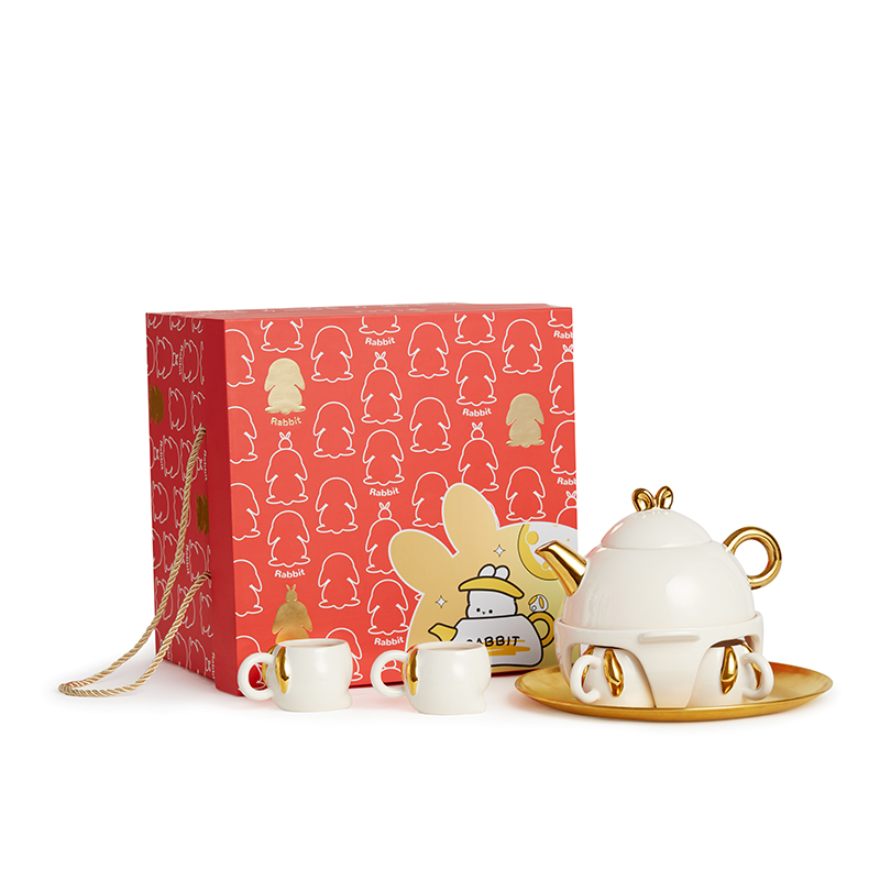 共禾京品（JINGREPUBLIC）奶油兔一壶四杯茶具套装ZFWACOM230020（单位：套） 奶油白