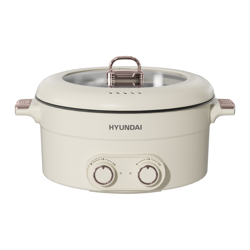 HYUNDAI韩国现代 鸳鸯电火锅6L  JZG-C603（台）双旋钮独立控温，分区调节，独立烹饪  
