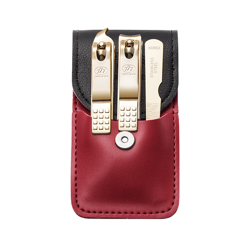 777（THREE SEVEN）修容美护 金色配件 三件套TSG-1565G 红黑色