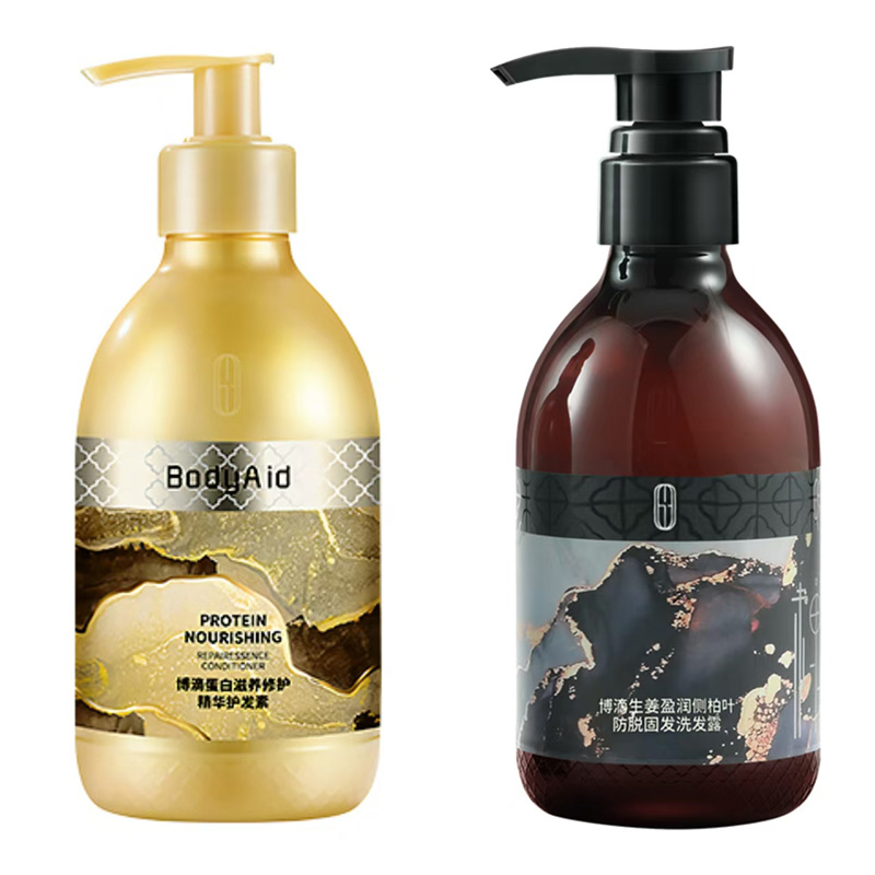 BodyAid(博滴)生姜防脱发强根保养洗发水 300ml*3+蛋白护发素 300ml*1单位：瓶 棕色+黄色