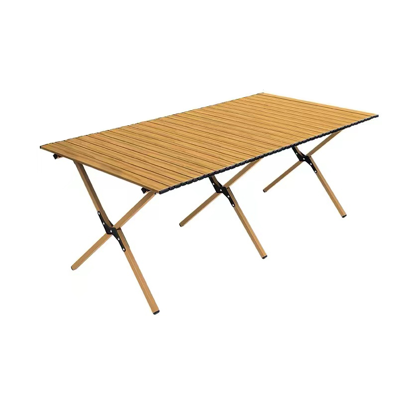 趣游帮 150方管脚架木纹碳钢便携蛋卷桌Y69/张 无色