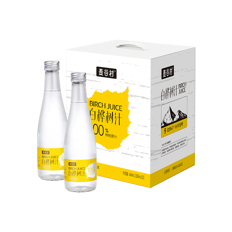 麦谷村白桦树汁原液天然原汁2瓶装320ml*2 单位：箱 白色