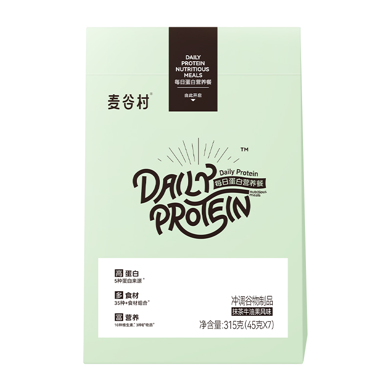 麦谷村每日蛋白营养餐（抹茶牛油果风味）1袋装 315g*1 单位:袋 浅杉绿