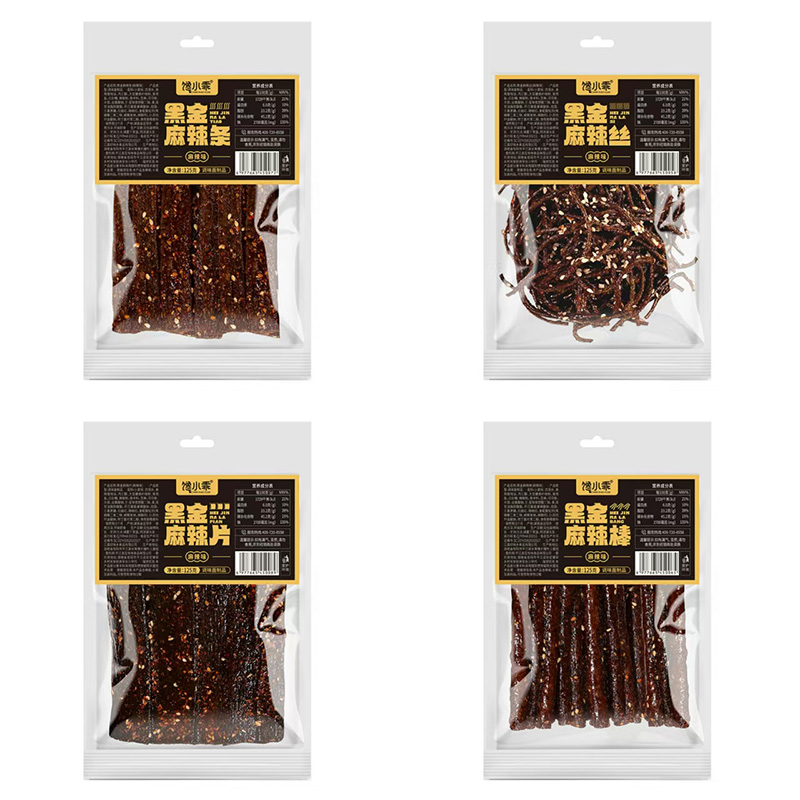 馋小乖麻辣条 辣丝+辣条+辣片+辣棒 共4大包（500g） 125g*4 单位：包 黑色