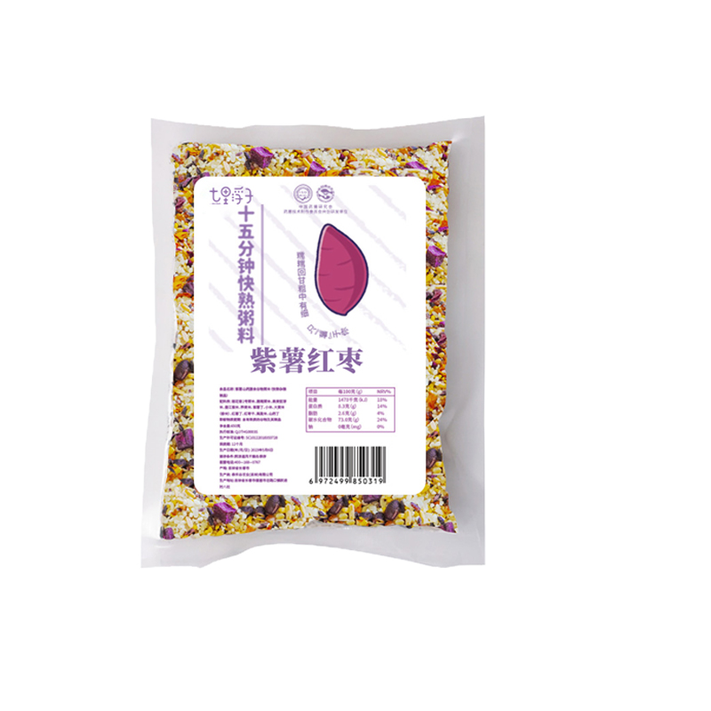 七里浮子15分钟快熟紫薯红枣膳食粥料450g(单位：袋） 混色