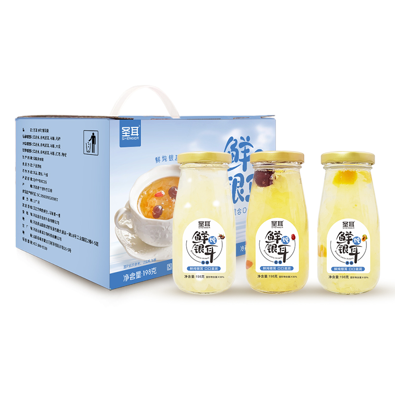圣耳 鲜炖有机银耳露混合口味6瓶*1组 奶茶杏