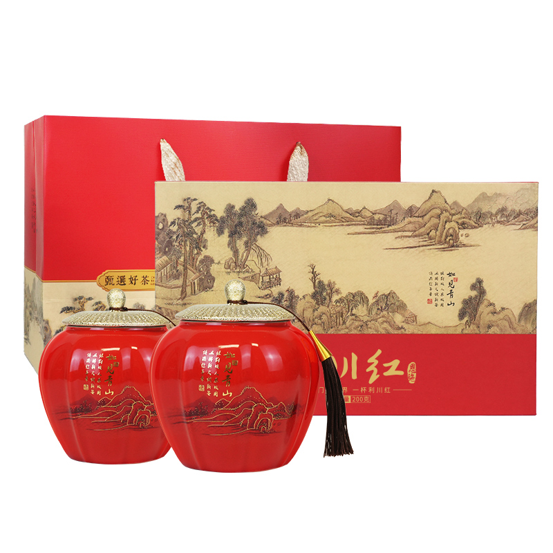 茶马世家利川红如见青山礼盒200g 单位：盒 红色