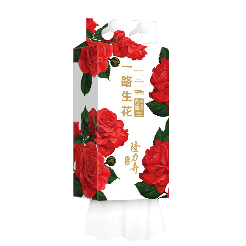 隆力奇 挂抽纸巾（金标）高端系列 LLQ-001  4层 315抽（单位：提） 玫瑰红色