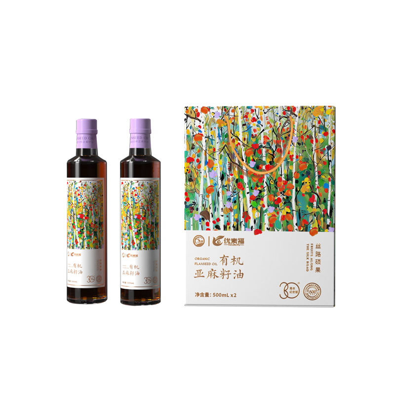 优素福有机冷榨亚麻籽油礼盒装500ml*2(单位：盒） 绿色