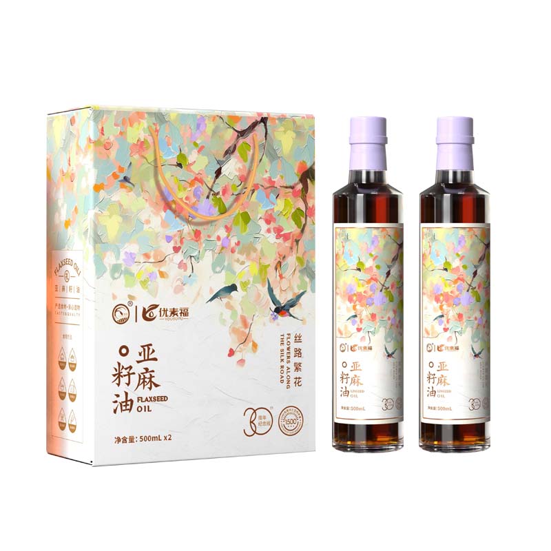 优素福丝路繁花亚麻籽油礼盒装500ml*2（单位：盒） 粉色