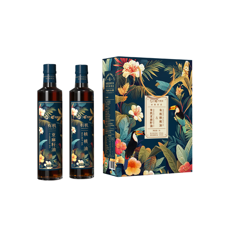 优素福丝路双语有机核桃油亚麻油500ml*2礼盒（单位：盒） 蓝色