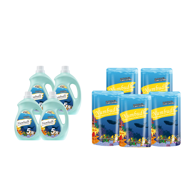 南堡(NUMBUDH)自然花香洗衣液找一盒装 2kg*4瓶+500g*5袋（分两个包裹发货） 宝石蓝