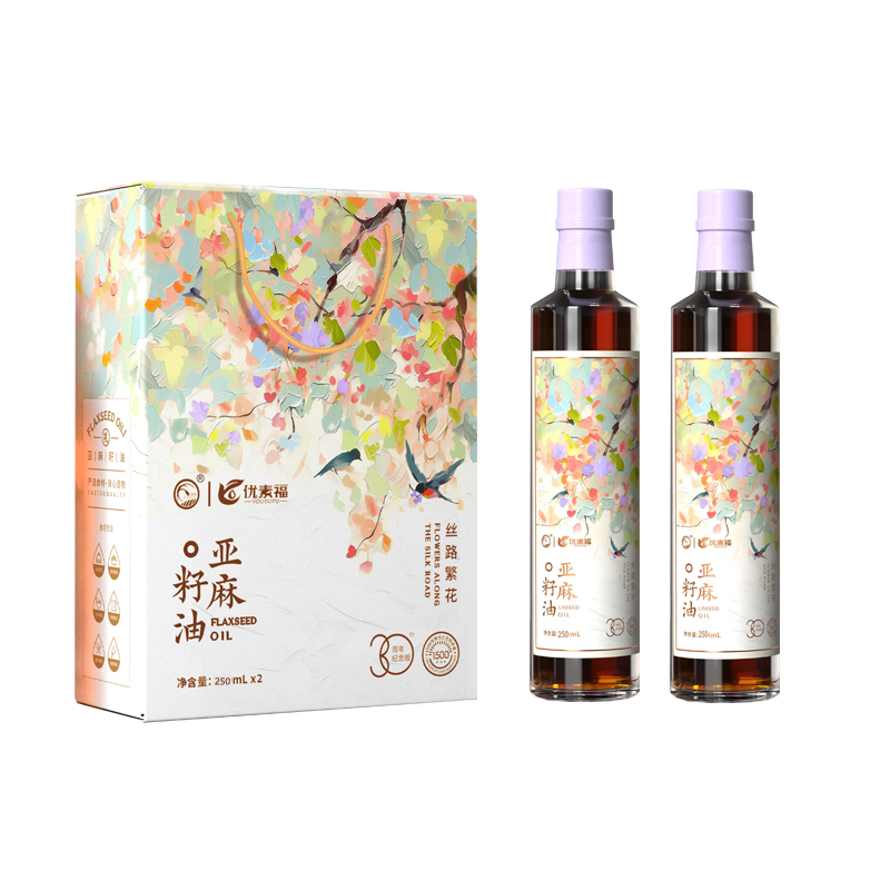 优素福丝路繁花亚麻籽油礼盒装250ml*2（单位：盒） 粉色