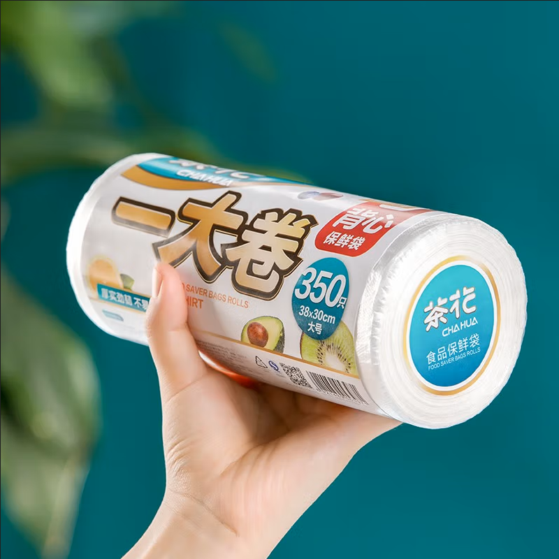 茶花一大卷背心保鲜袋L350 304016 无色