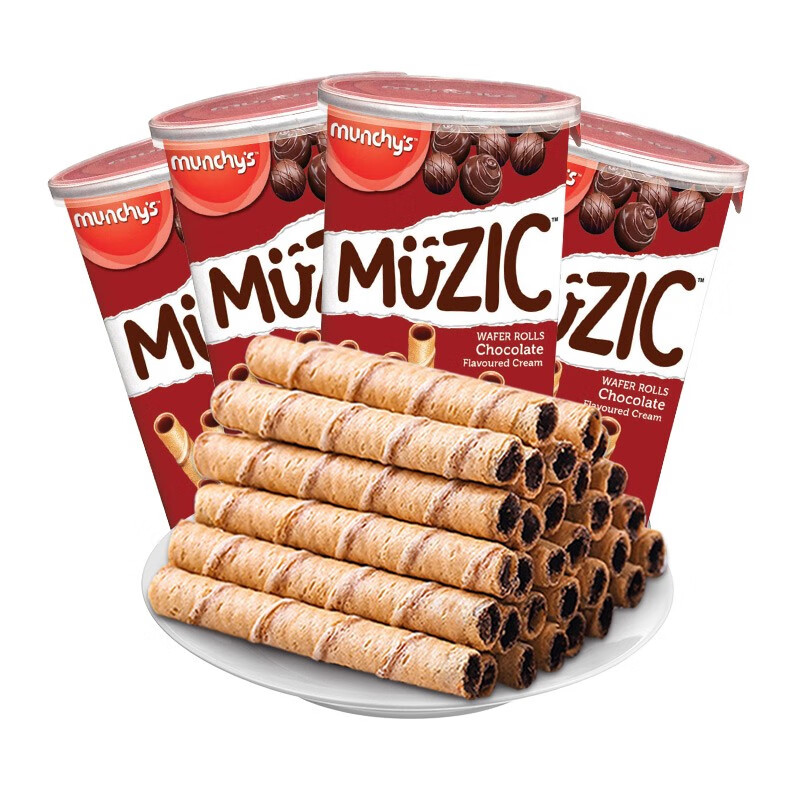 马奇新新妙乐巧克力味注心威化卷85g*4盒 褐色