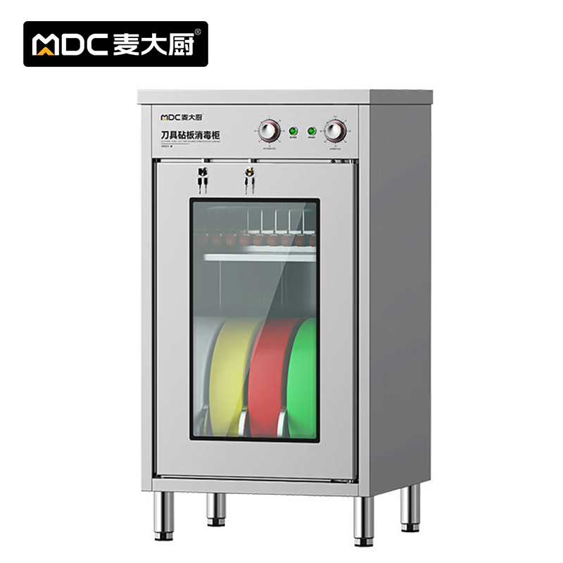 麦大厨旋钮款 220V 465W12K-5J 单门双层刀具砧板组合消毒柜(臭氧+紫外线+热风循环）台 不锈钢色