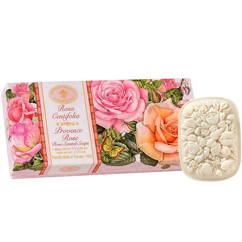 菲罗迪诺新玫瑰雕花香氛皂礼盒125g*3块(单位：盒) 粉色