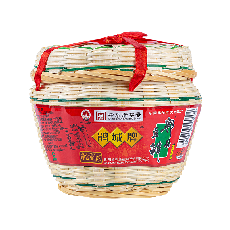 鹃城牌郫县豆瓣酱一级豆瓣酱竹笼装1000g（单位：罐） 红色