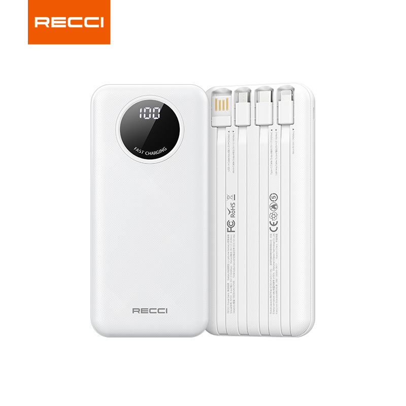 锐思RP01数显+自带四线+10000毫安移动电源 台 白色