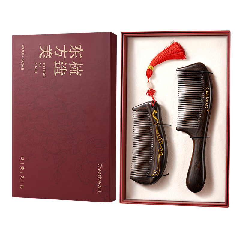 Creative Art黑檀木梳 木色2件套CA-GQ1240703-M2P（单位：套） 黑檀木色