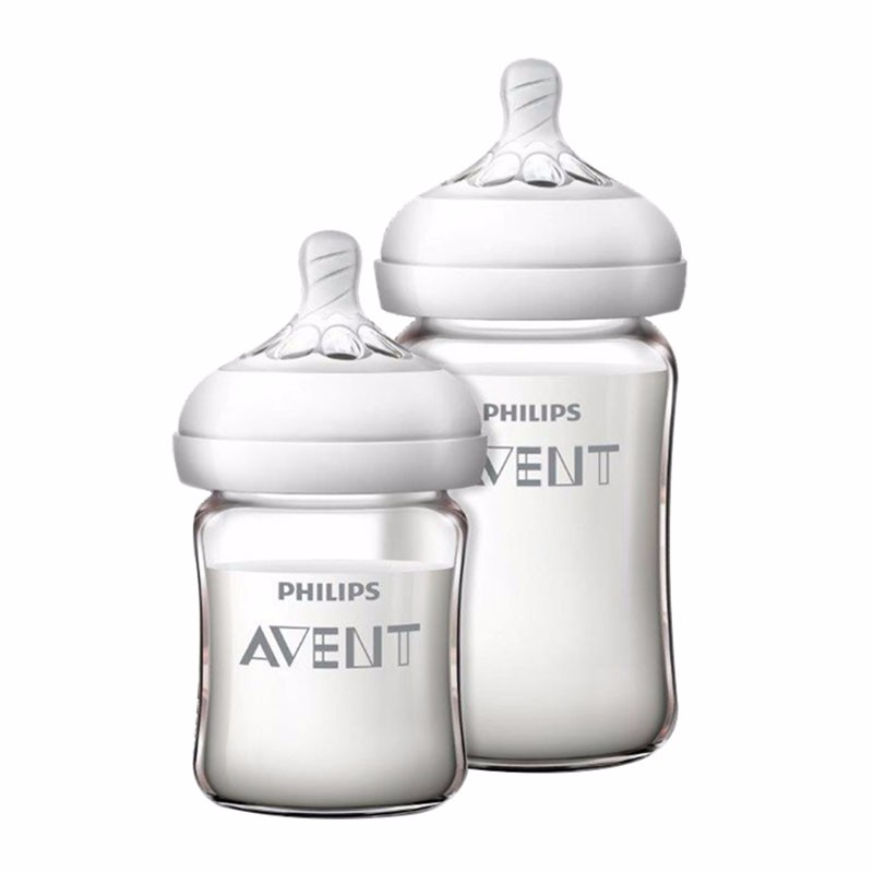 新安怡（AVENT）飞利浦新安怡 玻璃奶瓶 奶瓶套装宽口径 125ml+240mlSCF679/53（单位：套） 白色