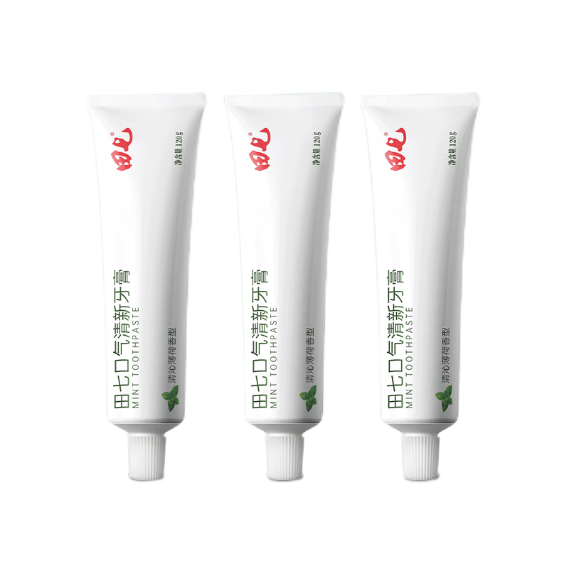 田七口气清新牙膏120g*3（薄荷）单位：组 白色