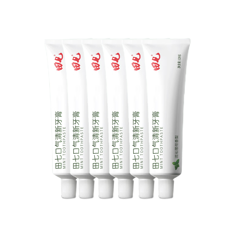 田七口气清新牙膏薄荷香味清火护龈家庭装 120g*6（薄荷） 单位：组 白色