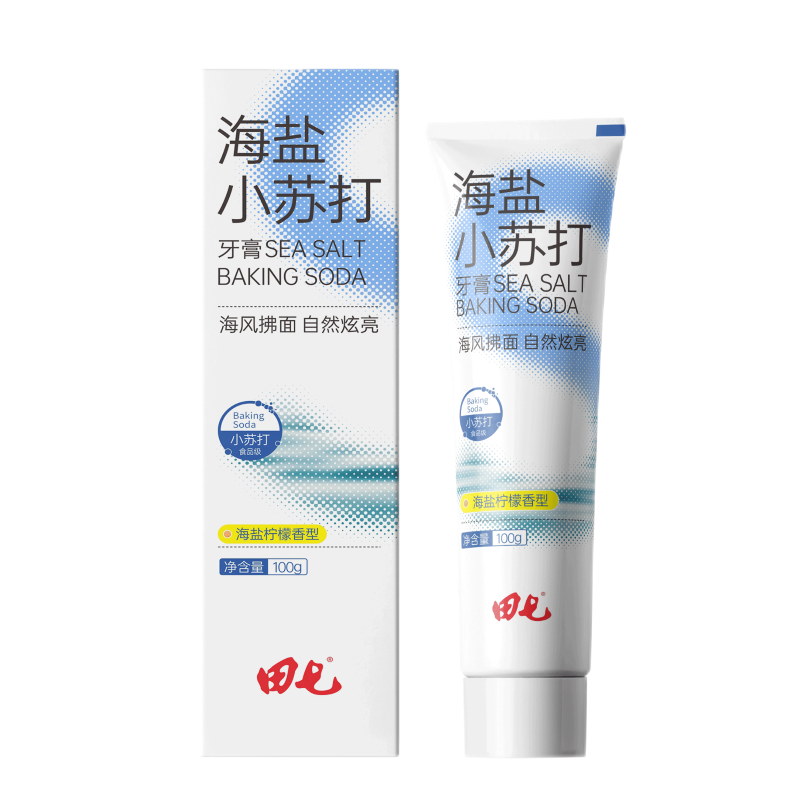 田七海盐小苏打牙膏海盐柠檬100g单位：支 白色