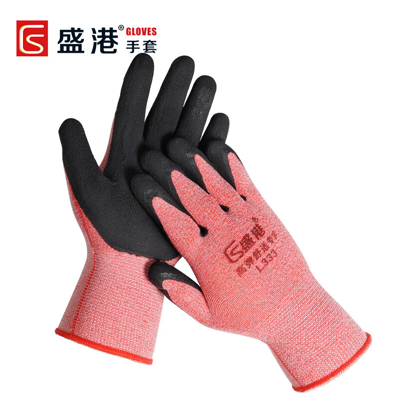 盛港（SHENGGANG） L333 12双 劳保耐磨耐油防滑 豆沙色（单位：包）