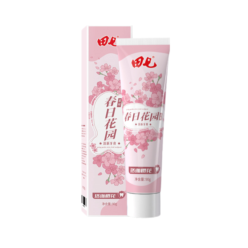 田七春日花园牙膏樱花90g  单位：支 粉色