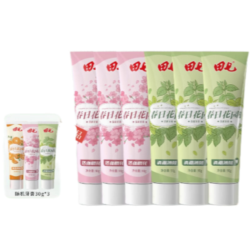 田七春日花园牙膏套装90g*6+30g*3  单位：组 彩色