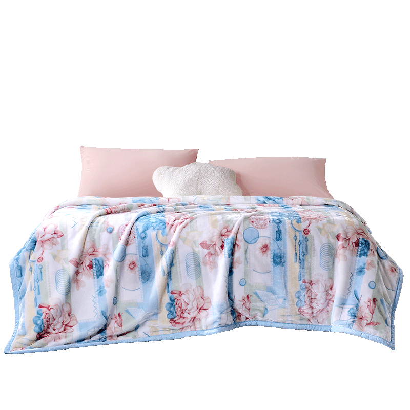 富安娜（FUANNA）家纺毛毯保暖冬季加厚 花镜200*230cm（单位：套） 蓝色