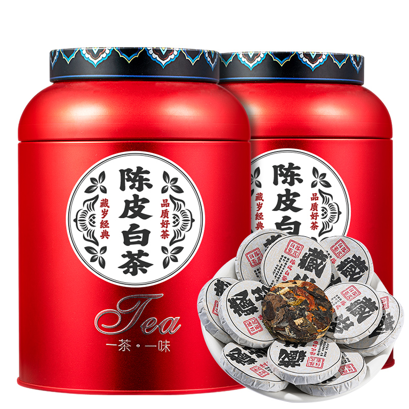 天洲溪茶叶 福鼎白茶寿眉老白茶 藏岁礼罐装 2015年茶叶500g 枫叶色