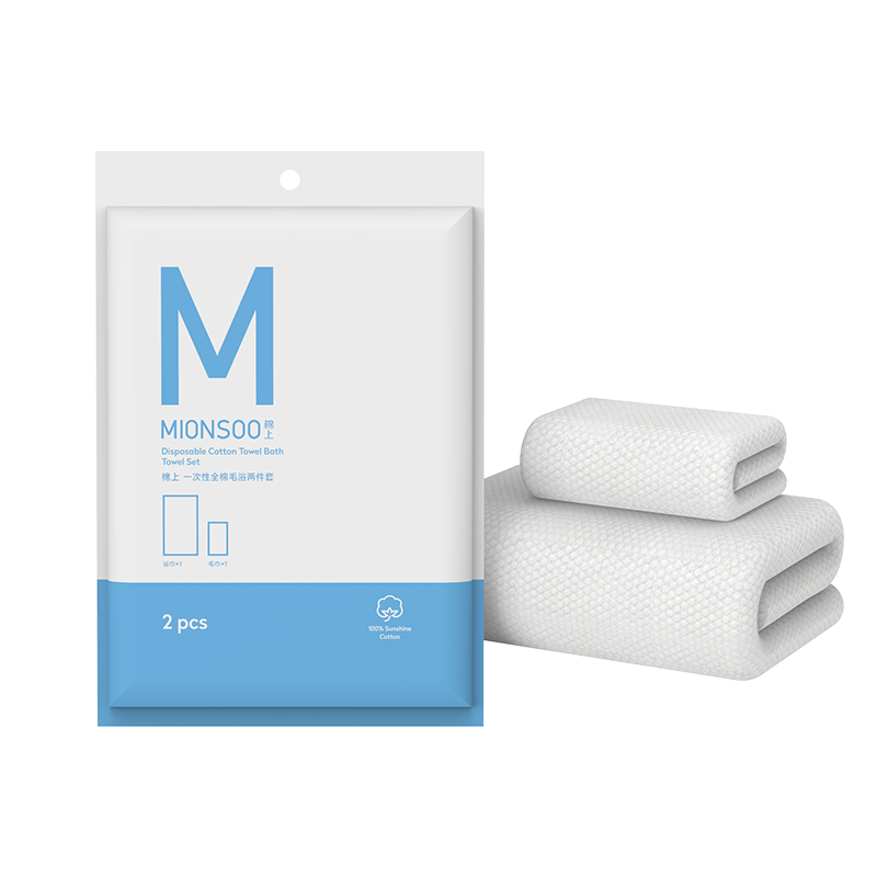 棉上 一次性全棉毛浴两件套 M1038（单位：包） 1包（本白色）