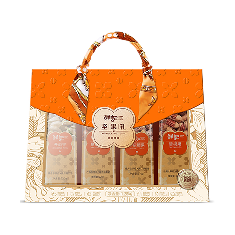 鲜记凤鸣祥瑞坚果礼1.28kg单位：提 玫瑰金