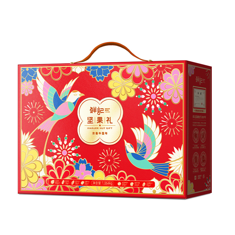 鲜记坚果礼欢喜中国年1.064kg单位：提 红色