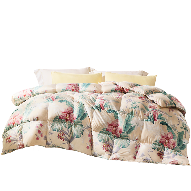 富安娜白鹅绒羽绒被子 苏幕遮羽绒冬被芯1000g填充70白鹅绒（单位：床） 黄色 203*229cm