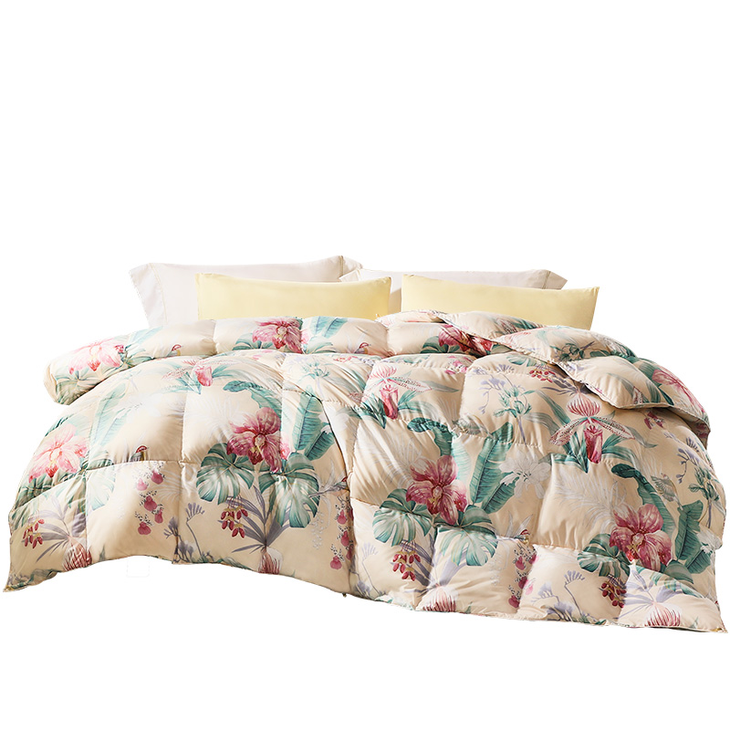 富安娜白鹅绒羽绒被子 苏幕遮羽绒冬厚被芯1100g填充 （单位：床） 黄色 230*229cm