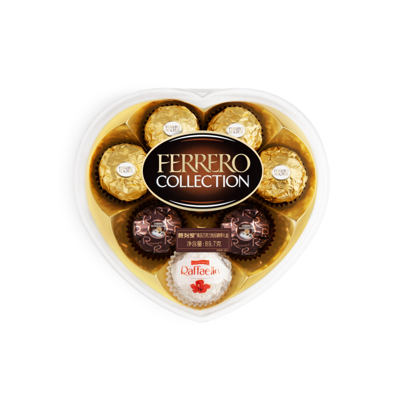 费列罗臻品巧克力制品糖果礼盒8粒心型装（单位：盒） 香槟金